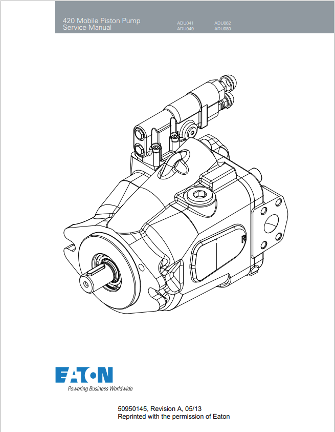 GEHL EATON 420 MOBILE PISTON PUMP SERVICE MANUAL 50950145 - PDF