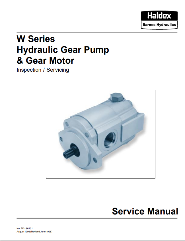 GEHL HALDEX BARNES HYDRAULICS W SERIES HYDRAULIC GEAR PUMP AND GEAR MOTOR SERVICE MANUAL 915100 - PDF