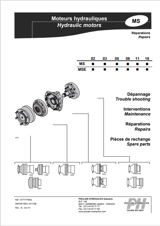 GEHL POCLAIN MSE02MS11 HYDRAULIC MOTOR SERVICE MANUAL 917122 - PDF