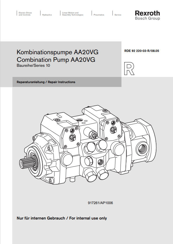 GEHL REXORTH COMBINATION PUMP AA20VG SERIES 10 REPAIR MANUAL 917261 - PDF