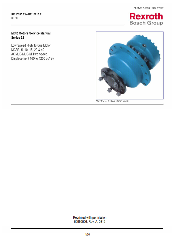 GEHL REXORTH MCR MOTOR SERIES 32 SERVICE MANUAL 50950506 - PDF