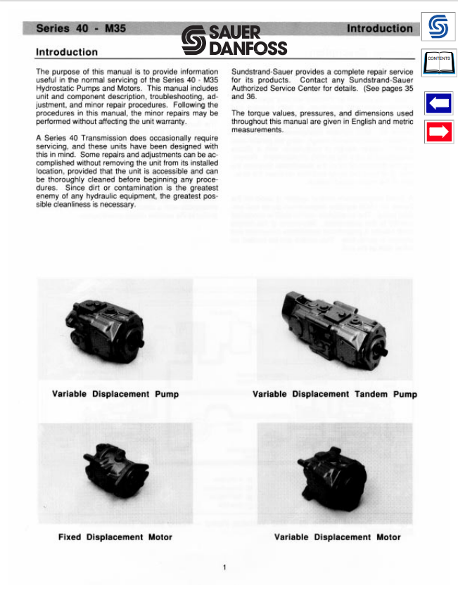 GEHL SAUER DANFOSS SERIES 40-M35 SERVICE MANUAL 50940357 - PDF