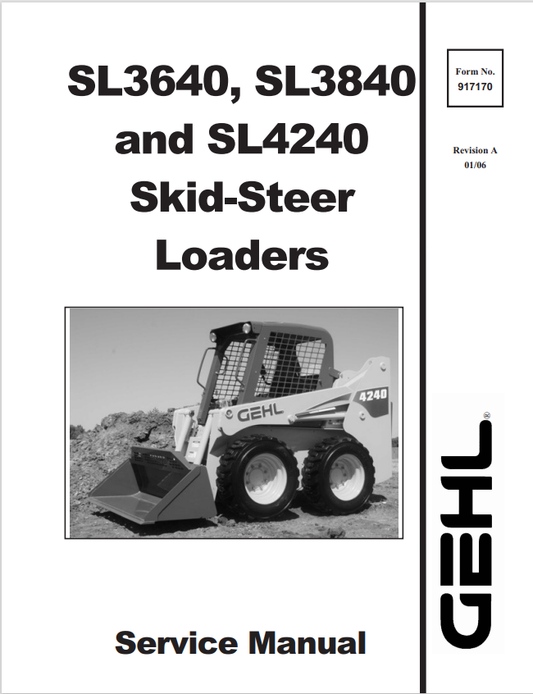 GEHL SL3640, SL3840 SKID STEER LOADER SERVICE MANUAL 917170 - PDF