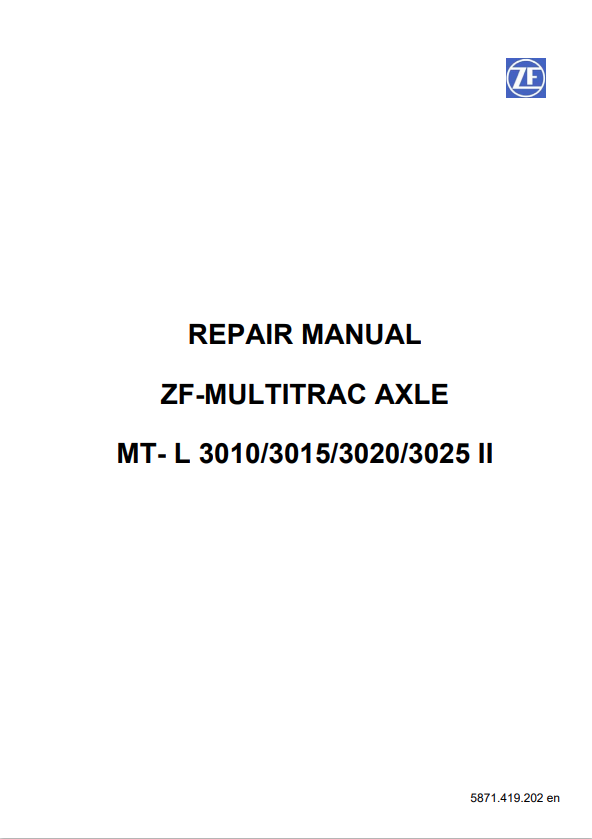 GEHL ZF-MULTITRAC AXLE MT- L 3010, 3015, 3020, 3025 II REPAIR MANUAL 50940485 - PDF