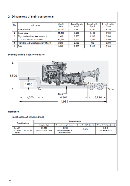 GEN00058-08 Field Assembly Instruction Manual for Komatsu HD785-7 Dump Truck