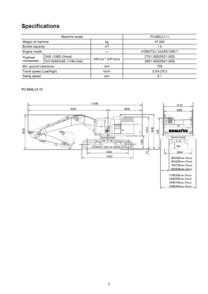 GEN00145-01 Field Assembly Manual for Komatsu PC490LCI-11 Hydraulic Excavator