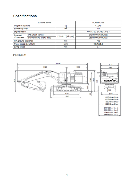 GEN00145-01 Field Assembly Manual for Komatsu PC490LCI-11 Hydraulic Excavator
