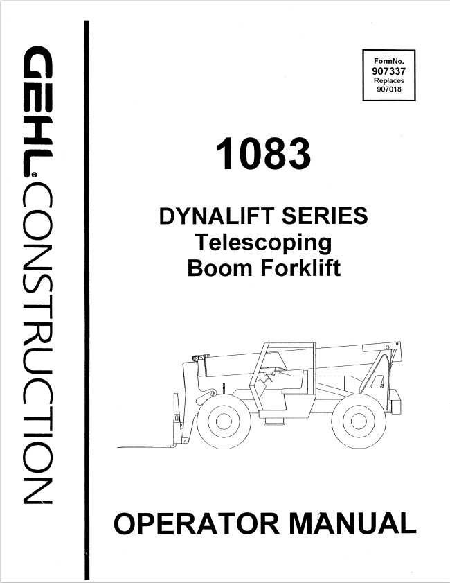 GHEL 1083 DYNALIT SERIES RELECOPING BOOM FORKLIFT OPERATOR MANUAL 907337 - PDF