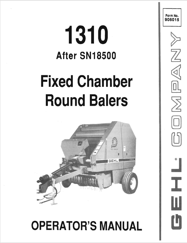 GHEL 1310 FIXED CHAMBER ROUND BALER OPERATOR MANUAL 906015- PDF