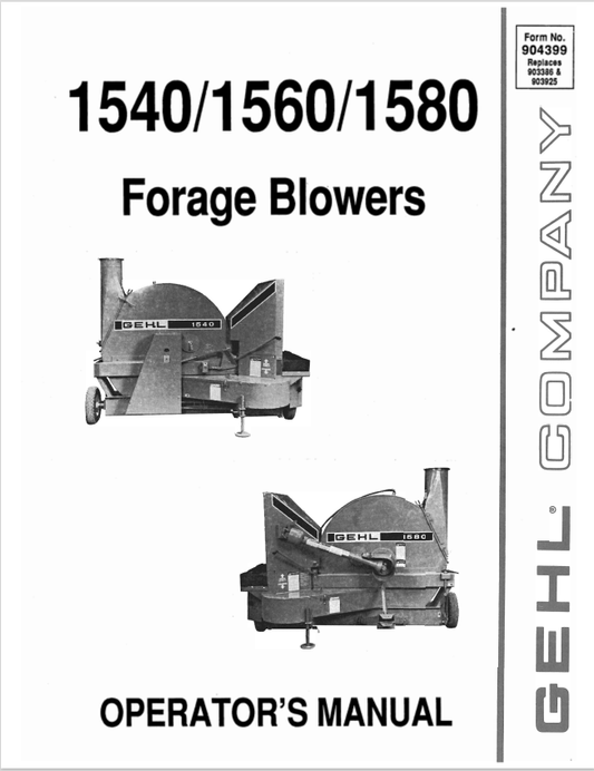 GHEL 1540, 1560, 1580 FORAGE BLOWERS OPERATOR MANUAL 904399 - PDF