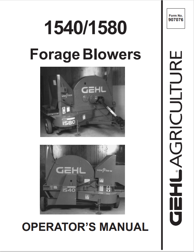 GHEL 1540, 1580 FORAGE BLOWER OPERATOR MANUAL 907076- PDF