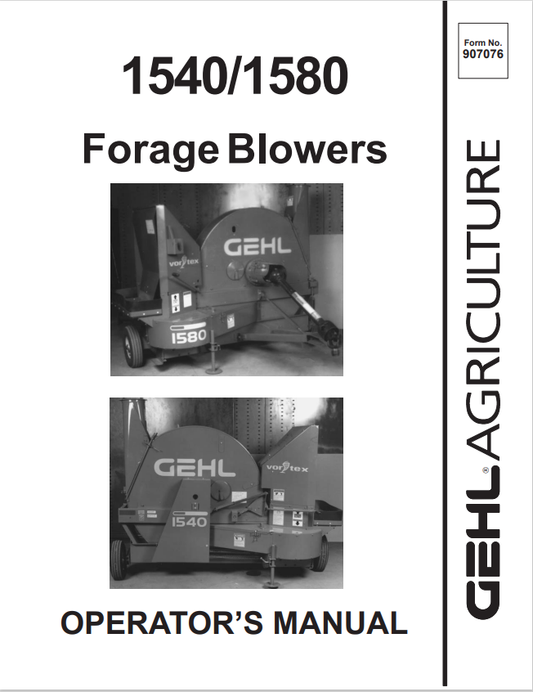 GHEL 1540, 1580 FORAGE BLOWER OPERATOR MANUAL 907076- PDF