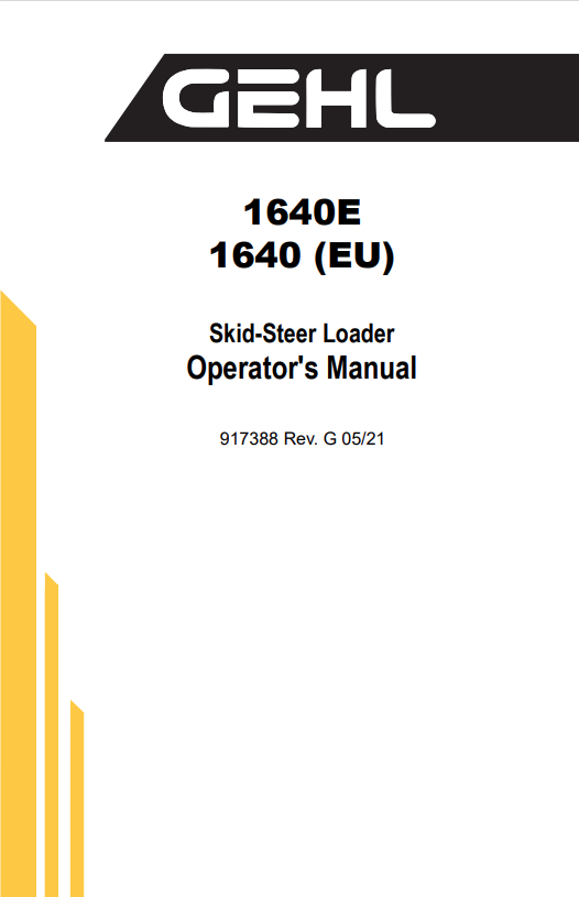 GHEL 1640E, 1640 (EU) SKID-STEER LOADER OPERATOR MANUAL 917388 - PDF
