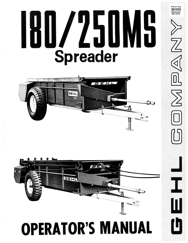 GHEL 180, 250MS SPREADER OWNER MANUAL 901920 - PDF