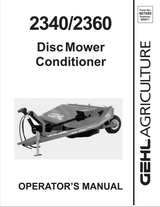 GHEL 2340, 2360 DISC MOWER CONDITIONER OPERATOR MANUAL 907089- PDF