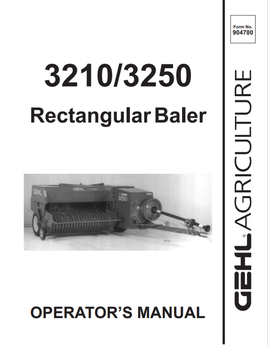 GHEL 3210, 3250 RECCTANGULAR BALER OPERATOR MANUAL 904780 - PDF