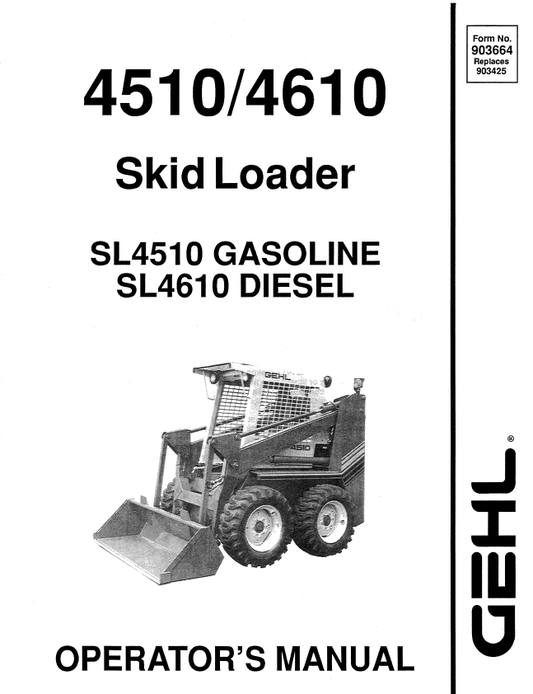 GHEL 4510, 4610 SKID LOADER OPERATOR MANUAL 903664 - PDF