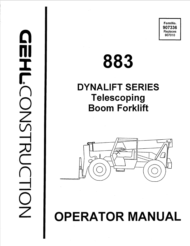 GHEL 883 DYNALIT SERIES RELECOPING BOOM FORKLIFT OPERATOR MANUAL 907336 - PDF