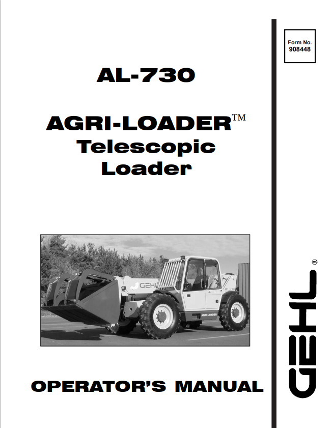 GHEL AL-730 AGRI-LOADER TELESCOPIC LOADER OPERATOR MANUAL 908448 - PDF