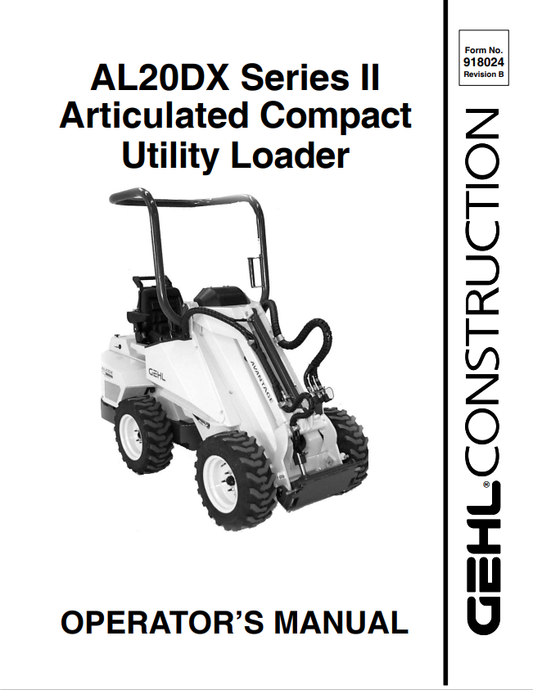 GHEL AL20DX SERIES II ARTICULATED COMPACT UTILITY LOADER OPERATOR MANUAL 918024 - PDF