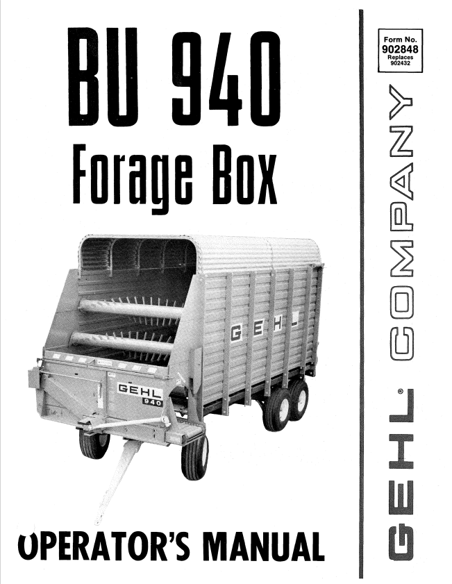 GHEL BU 940 FORAGE BOX OPERATOR MANUAL 902848 - PDF