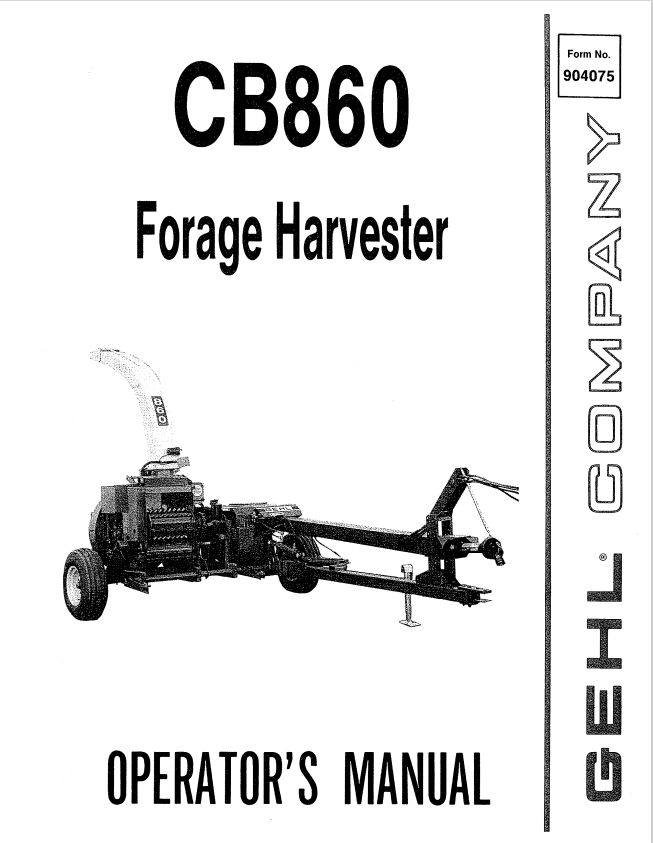 GHEL CB860 FORAGE HARVESTER OPERATOR MANUAL 904075  - PDF