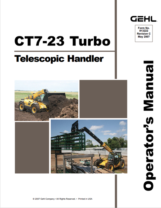 GHEL CT7-23 TURBO TELESCOPIC HANDLER OPERATOR MANUAL 913222 - PDF