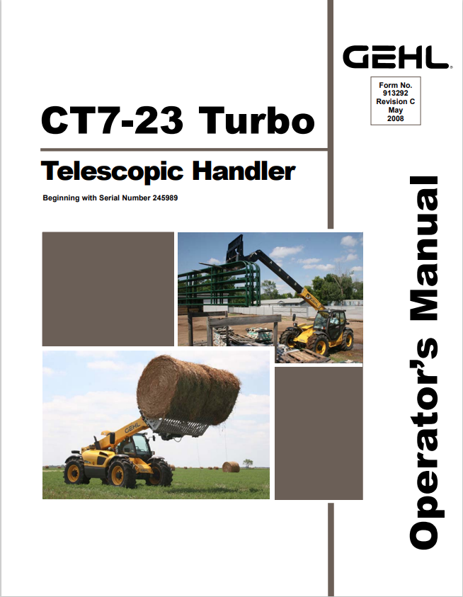 GHEL CT7-23 TURBO TELESCOPIC HANDLER OPERATOR MANUAL 913292 - PDF