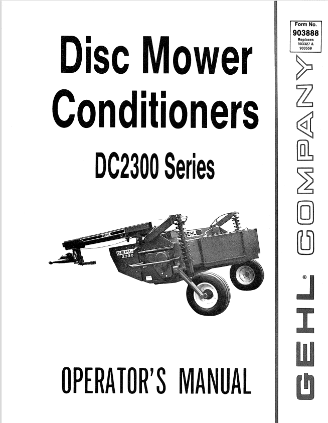 GHEL DC2300 SERIES DISC MOWER CONDITIONER OPERATOR MANUAL 903888  - PDF