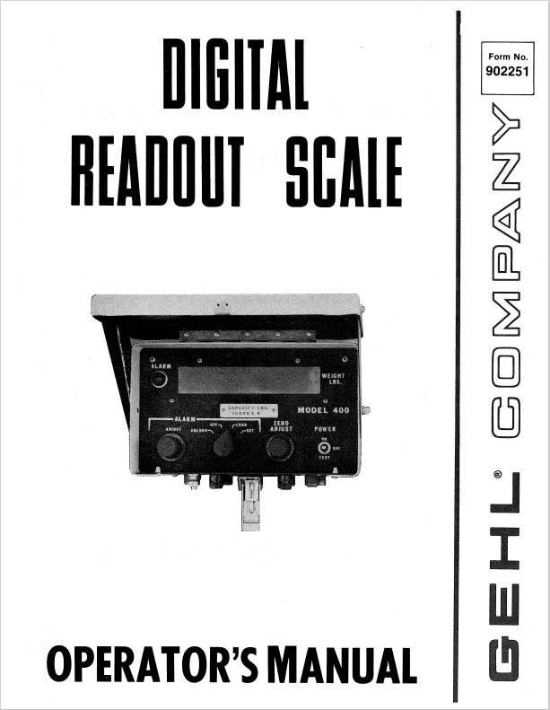 GHEL DIGITAL READOUT SCALE OPERATOR MANUAL 902251 - PDF