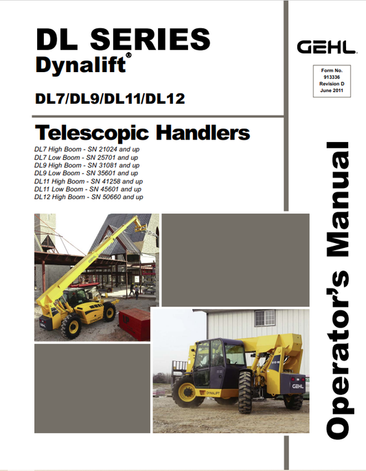 GHEL DYNALIFT DL SERIES DL7, DL9, DL11, DL12 TELESCOPIC HANDLER OPERATOR MANUAL 913336 - PDF