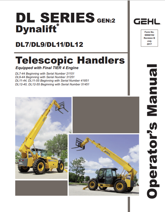 GHEL DYNALIFT DL SERIES GEN:2 DL7, DL9, DL11, DL12 TELESCOPIC HANDLER OPERATOR MANUAL 50960102 - PDF