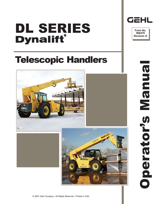 GHEL DYNALIFT DL SERIES TELESCOPIC HANDLER OPERATOR MANUAL 908478 - PDF