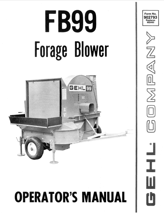 GHEL FB99 FORAGE BLOWER OPERATOR MANUAL 9027393 - PDF