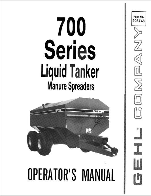 GHEL GHEL 700 SERIES LIQUID TANKER MANURE SPREADER OPERATOR MANUAL 903748 - PDF