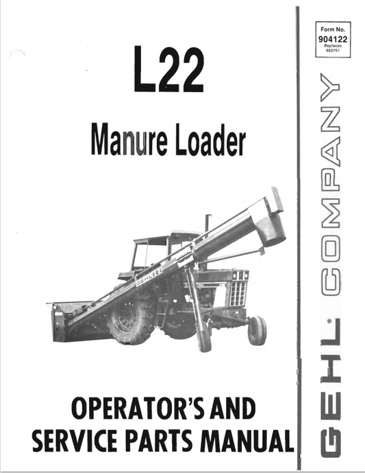 GHEL L22 MANURE LOADER OPERATOR ANS SERVICE PARTS MANUAL 904122  - PDF