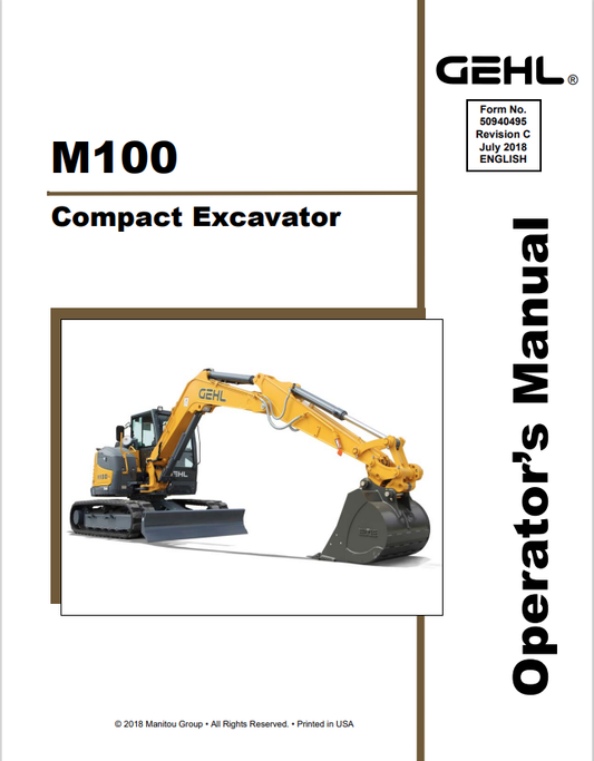 GHEL M100 COMPACT EXCAVATOR OPERATOR MANUAL 50940495 - PDF