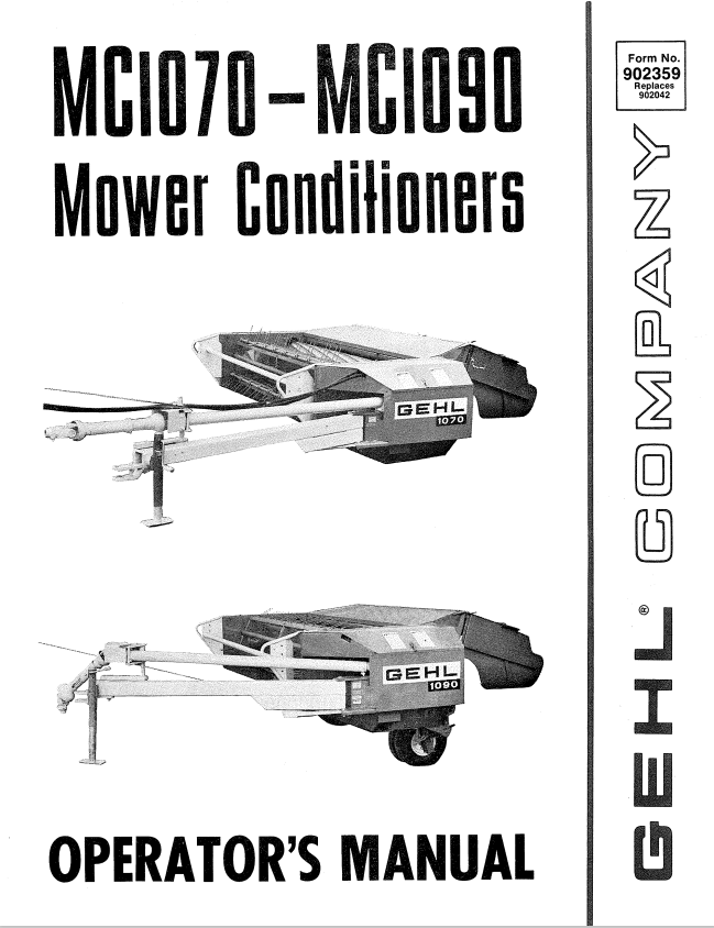 GHEL MC1070, MC1090 MOWER CONDITIONERS OPERATOR MANUAL 902359 - PDF