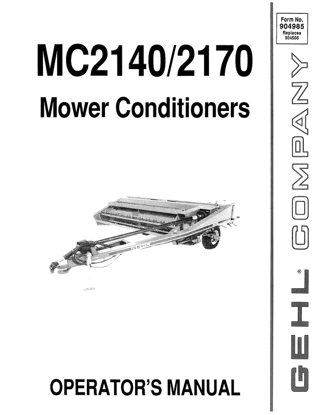 GHEL MC2140, MC2170 MOWER CONDITIONER OPERATOR MANUAL 904985- PDF