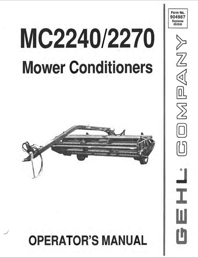 GHEL MC2240, MC2270 MOWER CONDITIONER OPERATOR MANUAL 904987- PDF