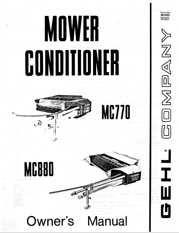 GHEL MC770, MC880 MOWER CONDITIONER OPERATOR MANUAL 901825 - PDF