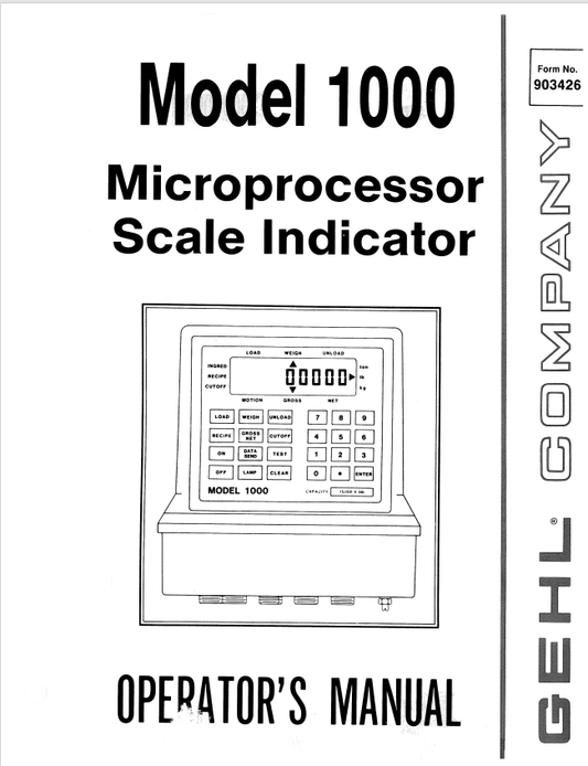 GHEL MODEL 1000 MICROPROCESSOR SCALE INDICATOR OPERATOR MANUAL 903426 - PDF