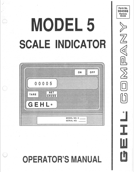 GHEL MODEL 5 SCALE INDICATOR OPERATOR MANUAL 904598 - PDF