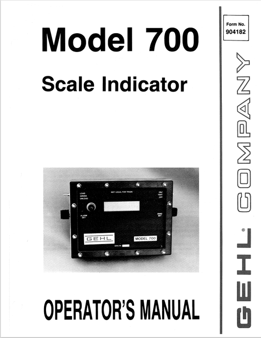 GHEL MODEL 700 SCALE INDCATOR OPERATOR MANUAL 904182 - PDF