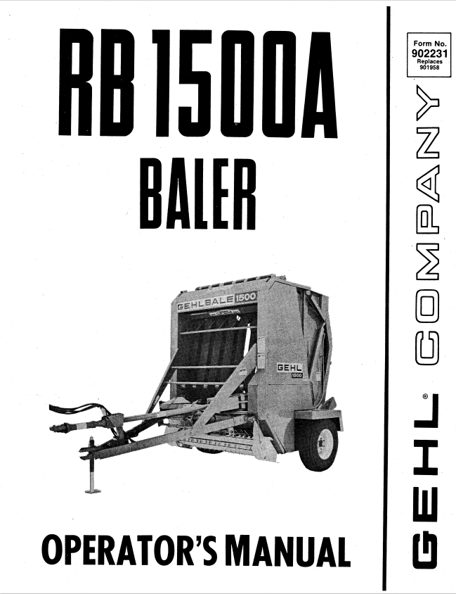 GHEL RB 1500A BALER OPERATOR MANUAL 902231 - PDF