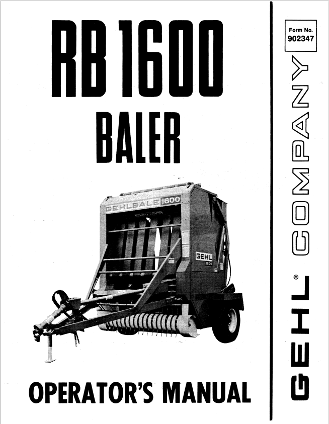 GHEL RB 1600 BALER OPERATOR MANUAL 902347 - PDF