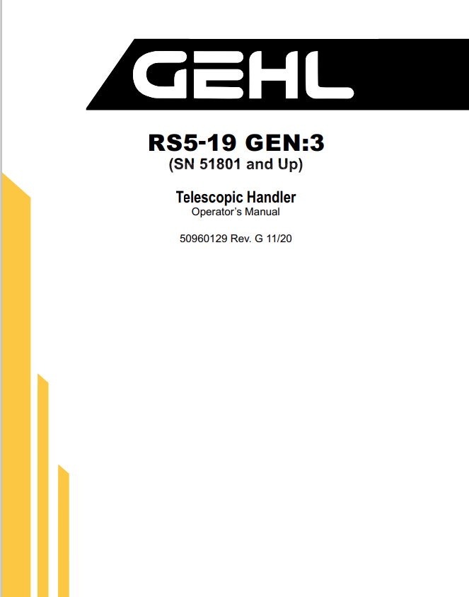 GHEL RS5-19 GEN:3 TELESCOPIC HANDLER OPERATOR MANUAL 50960129 - PDF