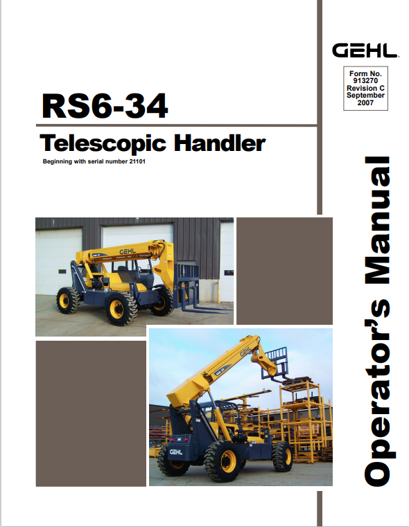 GHEL RS6-34 TELESCOPIC HANDLER OPERATOR MANUAL 913270 - PDF