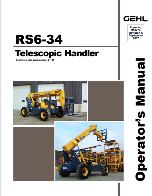 GHEL RS6-34 TELESCOPIC HANDLER OPERATOR MANUAL 913270 - PDF