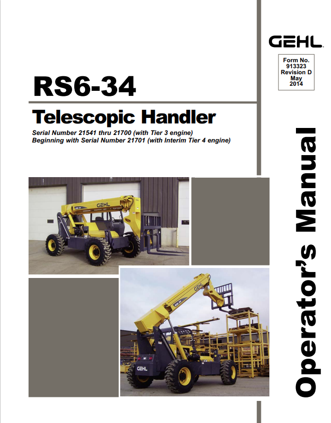 GHEL RS6-34 TELESCOPIC HANDLER OPERATOR MANUAL 913323 - PDF